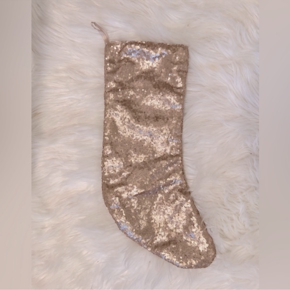 Champagne Blush Rose Gold Sequin Christmas Stocking 18” - Picture 3 of 5